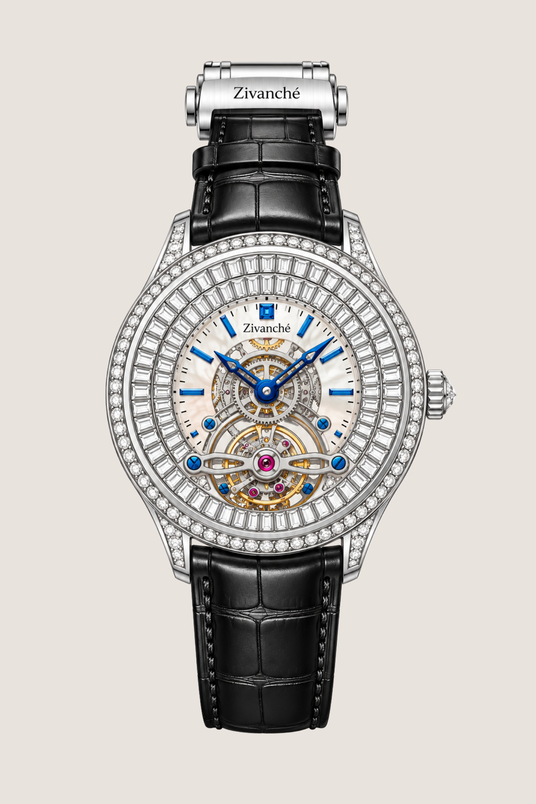 Zivanche Diamond Bezel Tourbillon Inspired Luxury Automatic Watch