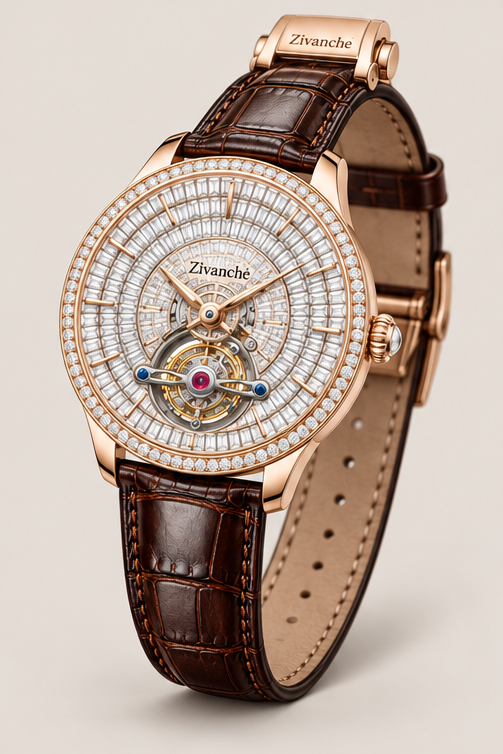 Zivanche Diamond Bezel Tourbillon Inspired Luxury Automatic Watch