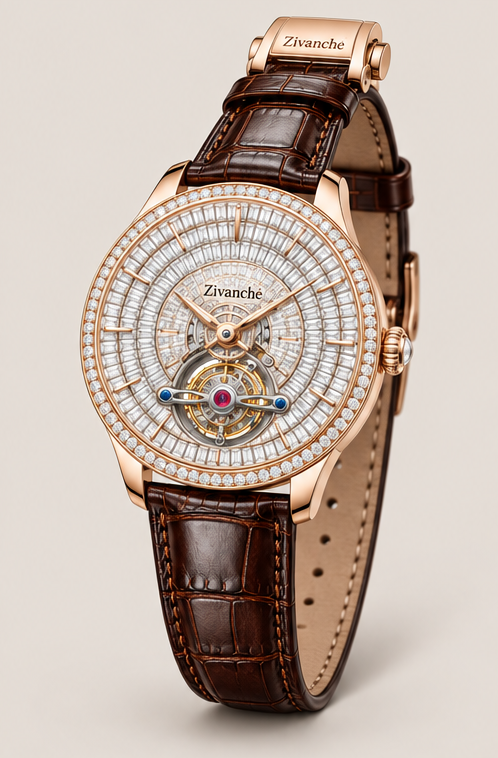 Zivanche Diamond Bezel Tourbillon Inspired Luxury Automatic Watch
