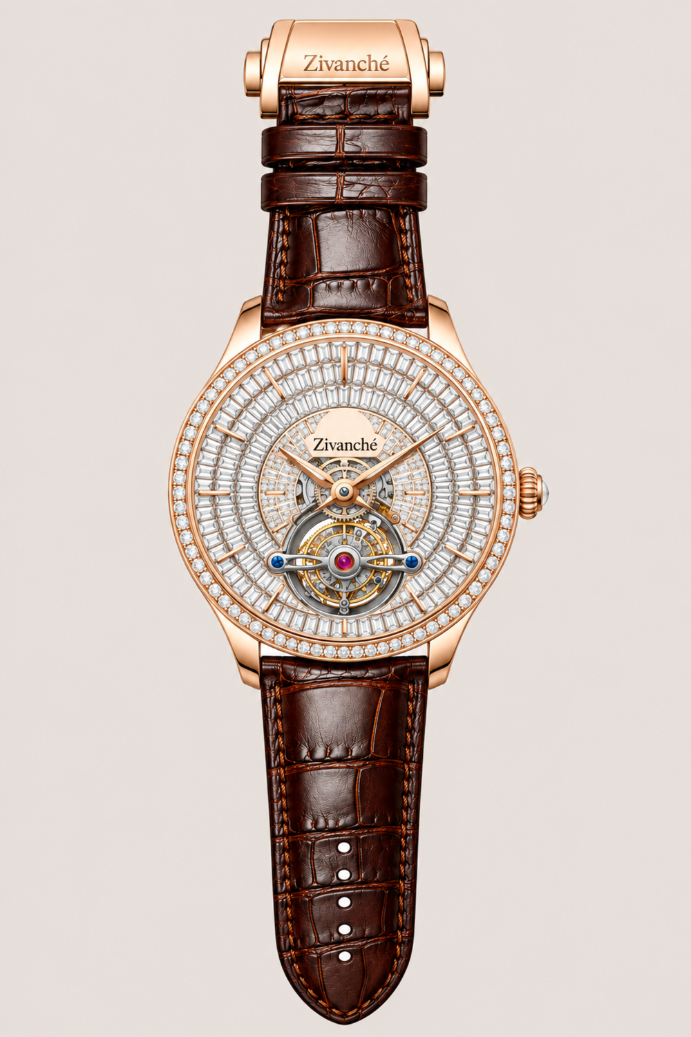 Zivanche Diamond Bezel Tourbillon Inspired Luxury Automatic Watch