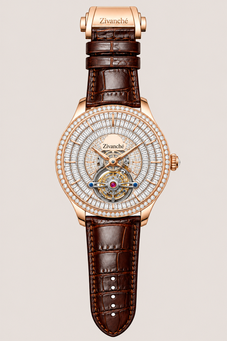 Zivanche Diamond Bezel Tourbillon Inspired Luxury Automatic Watch