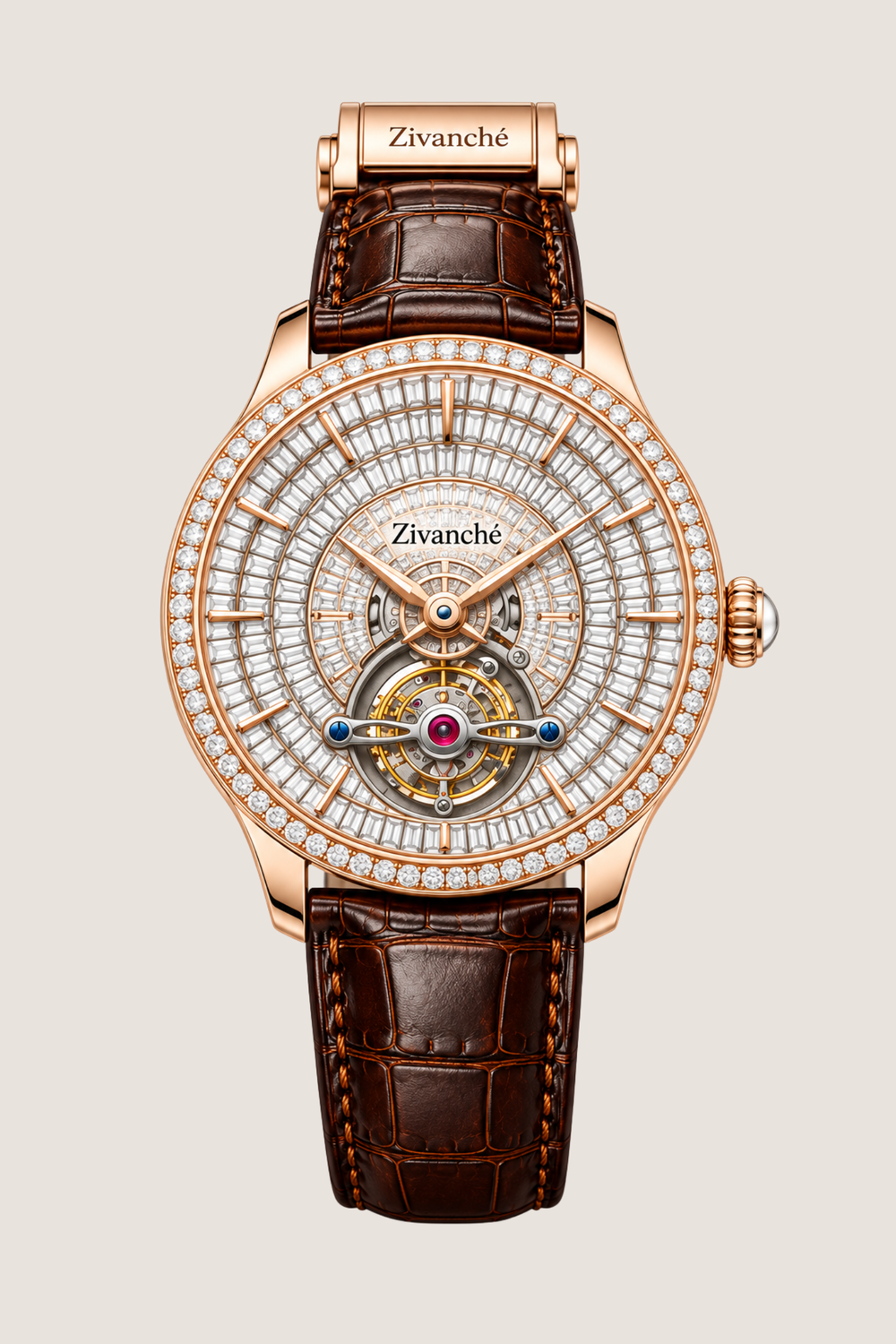 Zivanche Diamond Bezel Tourbillon Inspired Luxury Automatic Watch