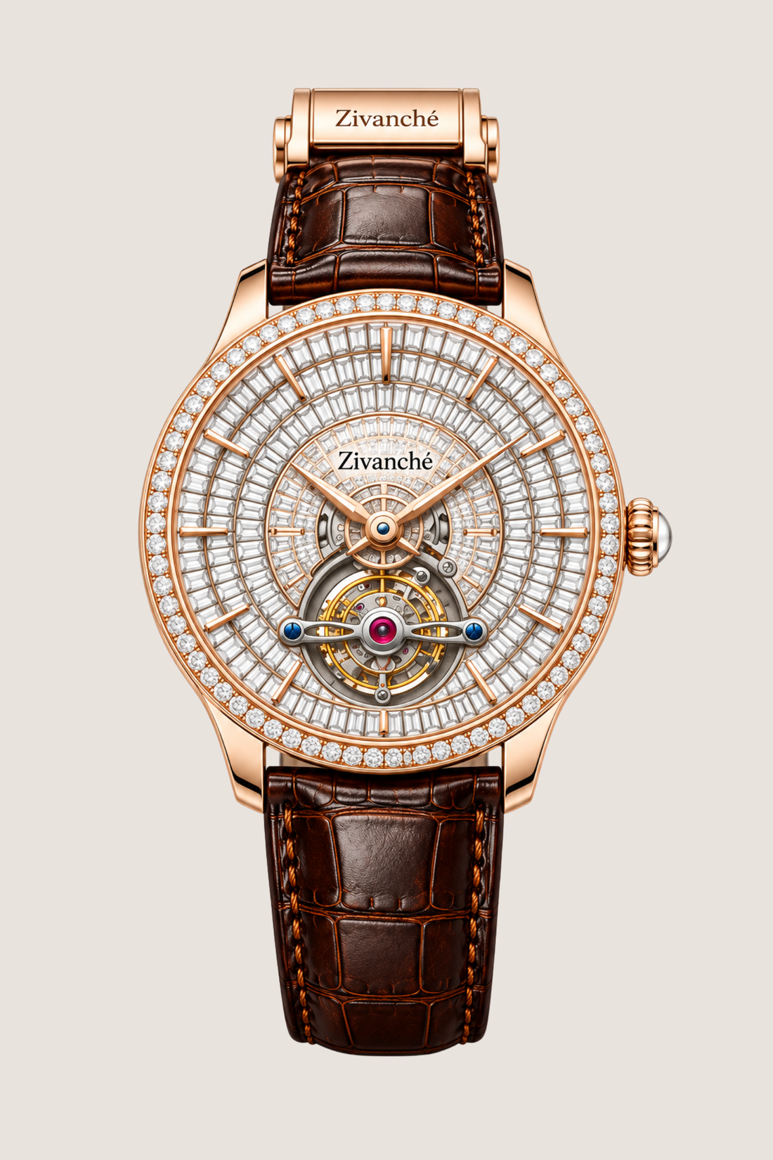 Zivanche Diamond Bezel Tourbillon Inspired Luxury Automatic Watch