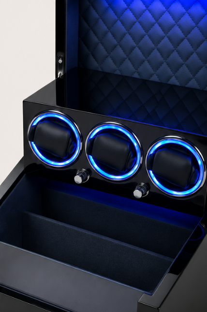 Zivanche FG3-EBGF Automatic Luxury Watch Winder with 3 Slots Storage