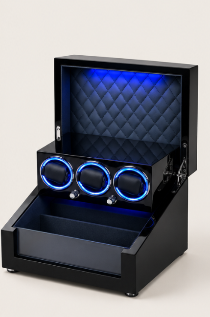 Zivanche FG3-EBGF Automatic Luxury Watch Winder with 3 Slots Storage