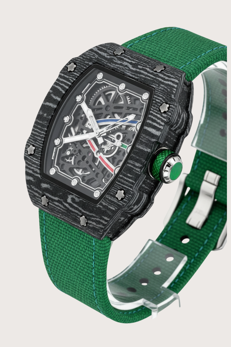 Zivanche Green Black Titanium Skeleton Precision Timepiece Watch (43413952)