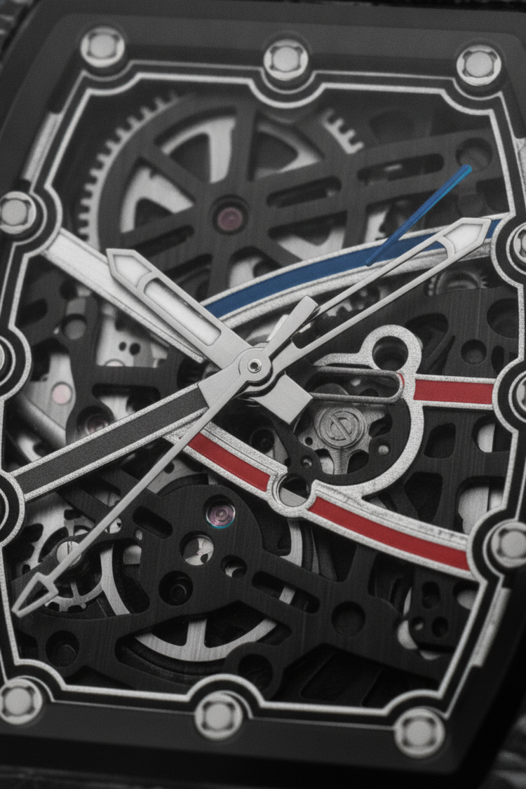 Zivanche Green Black Titanium Skeleton Precision Timepiece Watch (43413952)