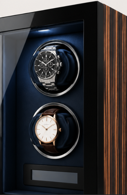 Zivanche LT-2602BMA-FP Luxury Watch Winder Box Automatic Built-in Led Light Touch Screen Fingerprint Watch Winder in 2 Slot