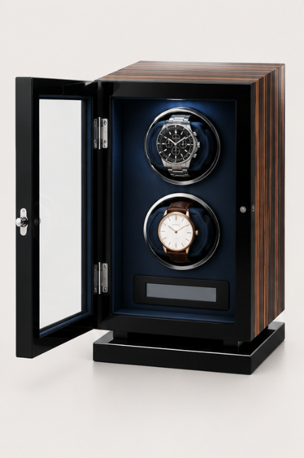Zivanche LT-2602BMA-FP Luxury Watch Winder Box Automatic Built-in Led Light Touch Screen Fingerprint Watch Winder in 2 Slot