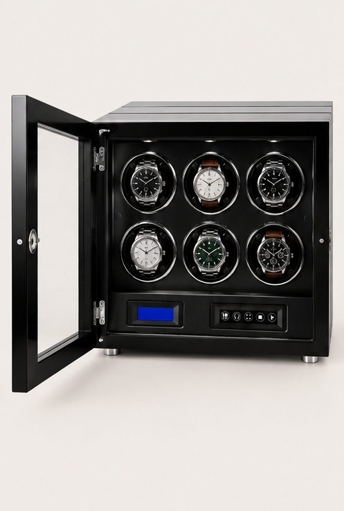 Zivanche LT-2806CB-FP Control Watch Winder Cabinet Style for 6 Watches