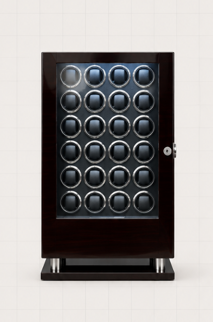 Zivanche LTG8024BF-D-1 Brown Watch Winder 24 Slot with Fingerprint Lock and Large Storage Drawer