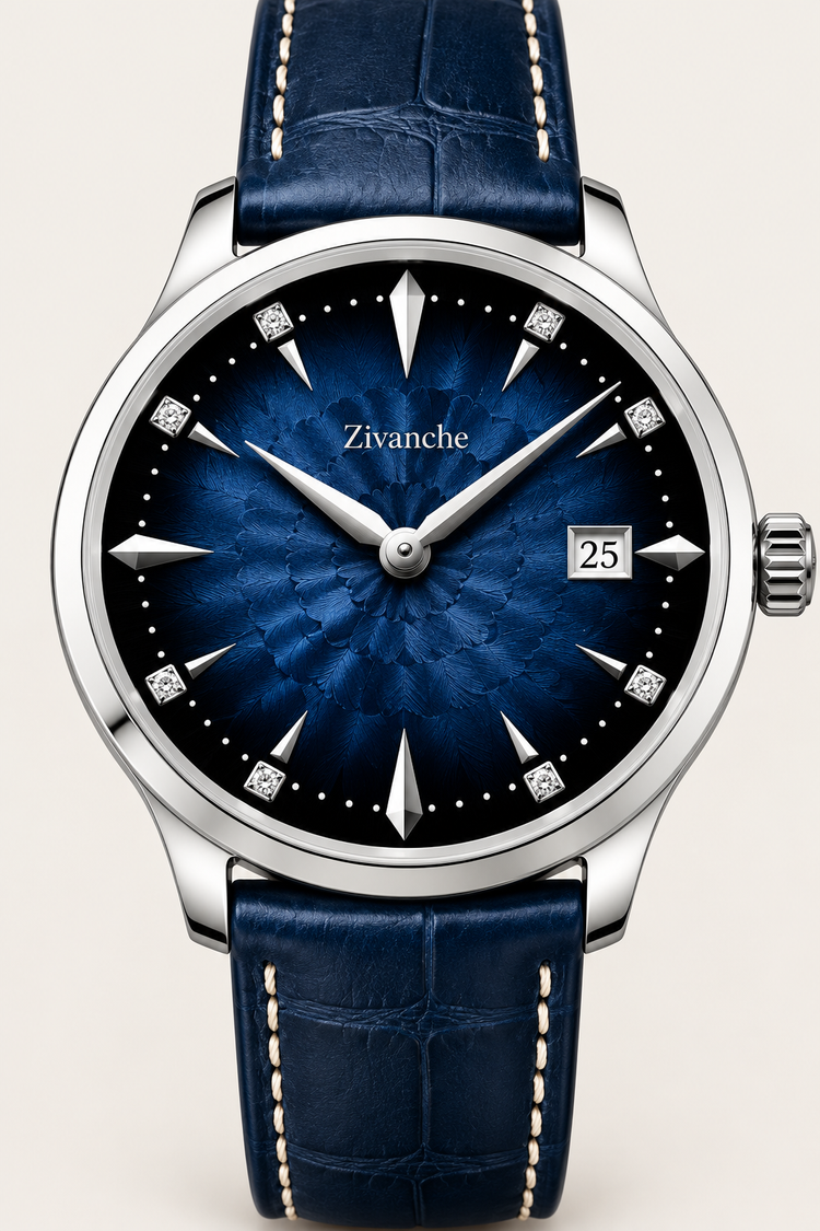 Zivanche Midnight Blue Crystal Dial Dress Watch