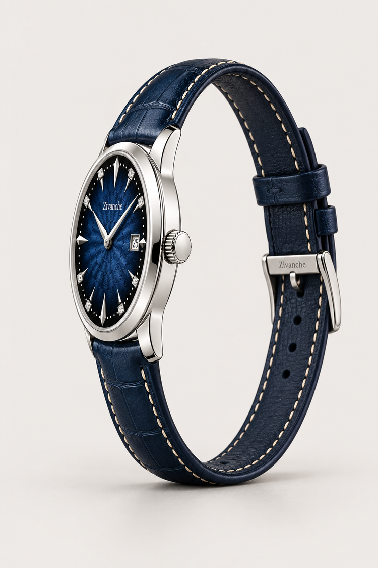 Zivanche Midnight Blue Crystal Dial Dress Watch