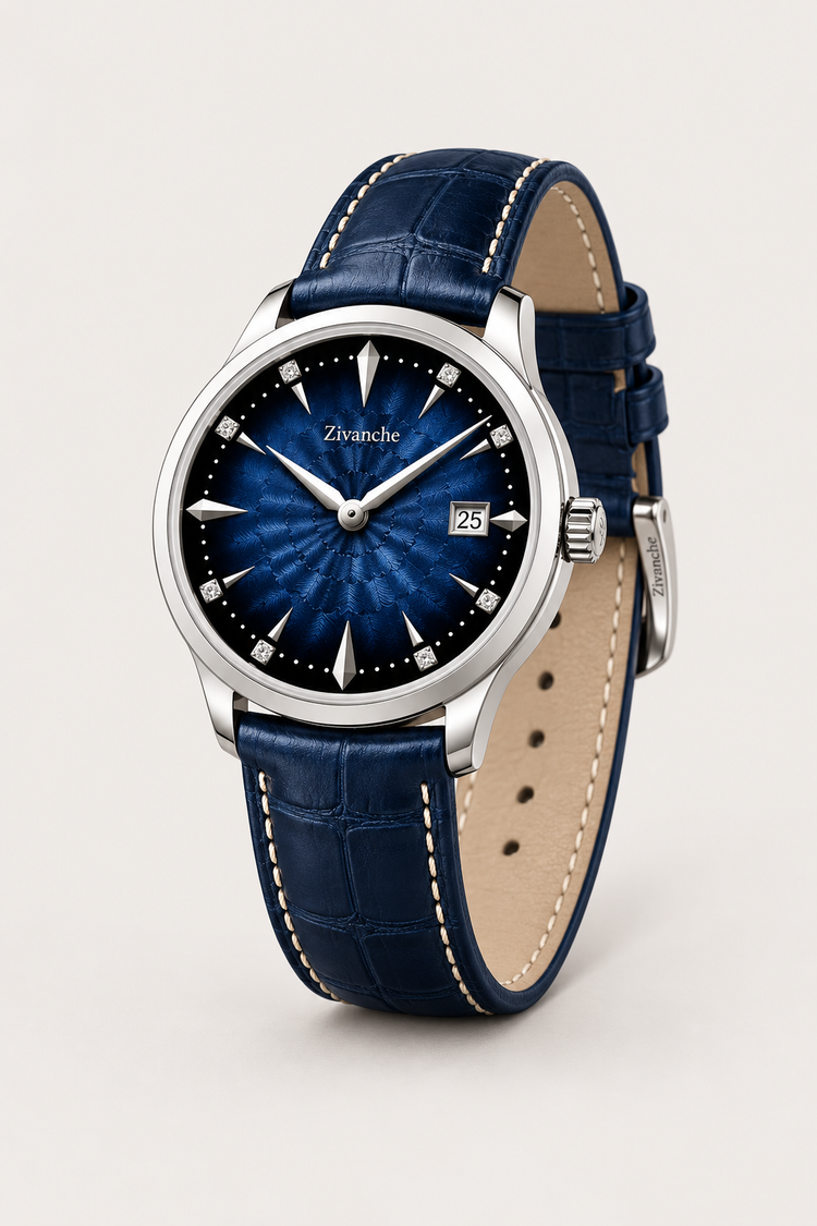 Zivanche Midnight Blue Crystal Dial Dress Watch