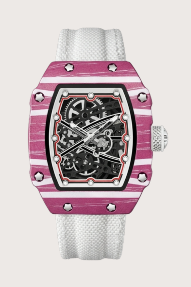 Zivanche Pink White Titanium Skeleton Precision Timepiece Watch (43525966)