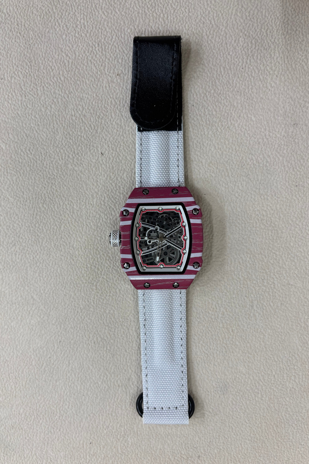 Zivanche Pink White Titanium Skeleton Precision Timepiece Watch (43525966)