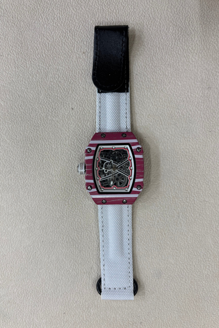 Zivanche Pink White Titanium Skeleton Precision Timepiece Watch (43525966)