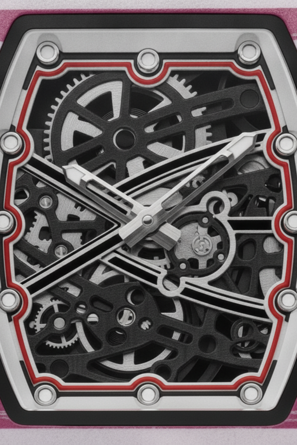 Zivanche Pink White Titanium Skeleton Precision Timepiece Watch (43525966)