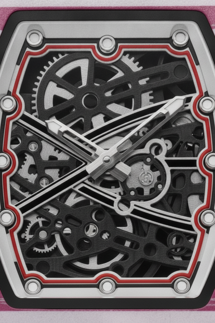Zivanche Pink White Titanium Skeleton Precision Timepiece Watch (43525966)