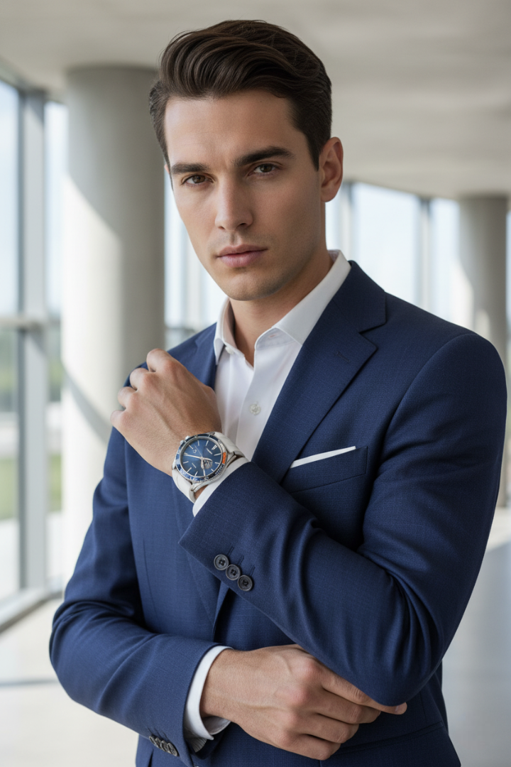 Zivanche Swiss | Rosdn G2221 White and Blue Automatic Mechanical Watch