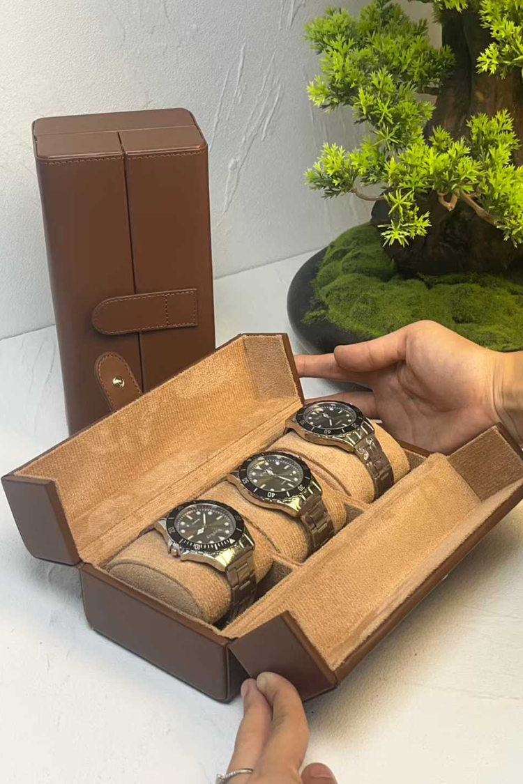 Zivanche Trivio 3-Slot Watch Brown Roll Case