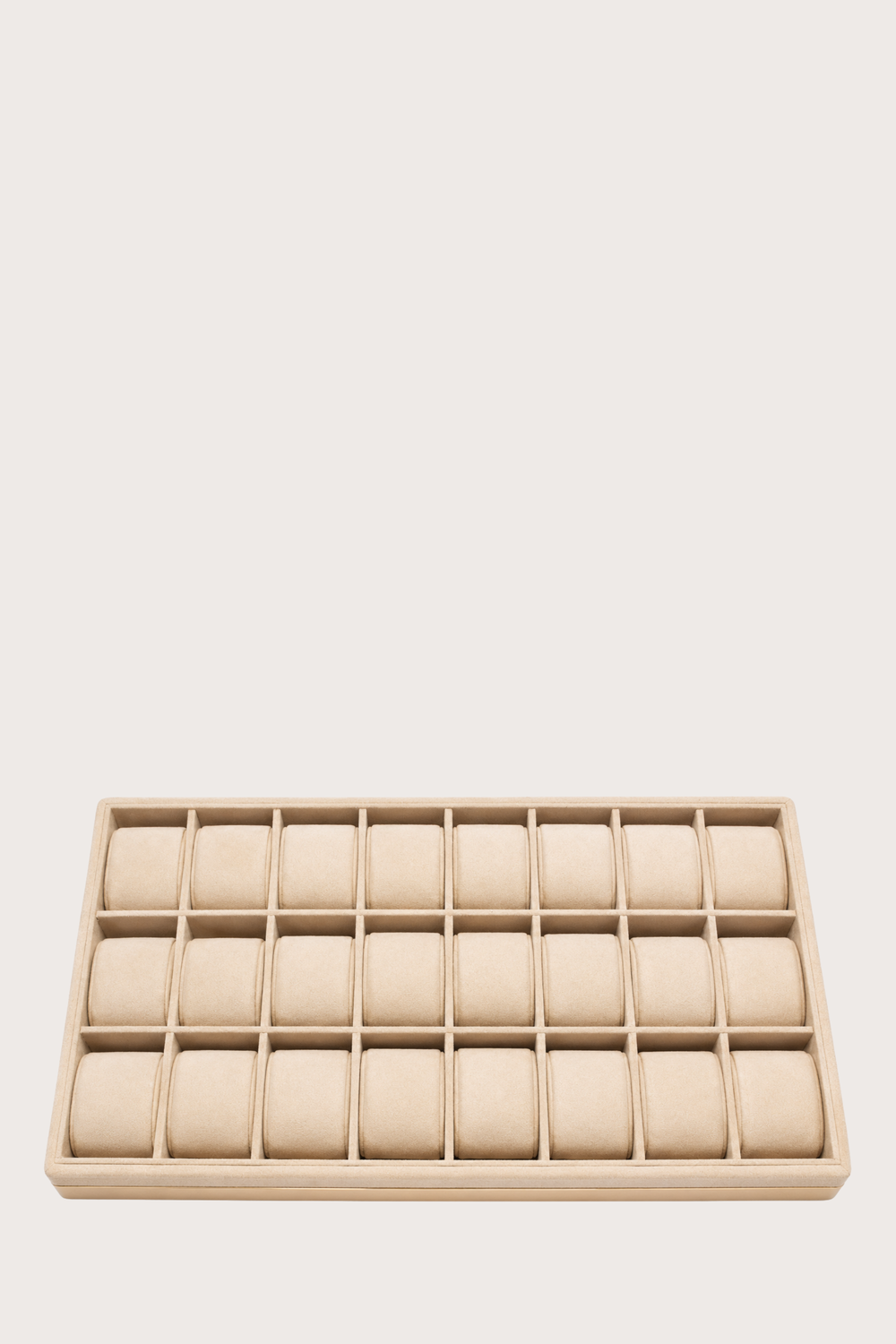 Elite Velvet Guardian – 24 Slot Beige Watch Tray Box