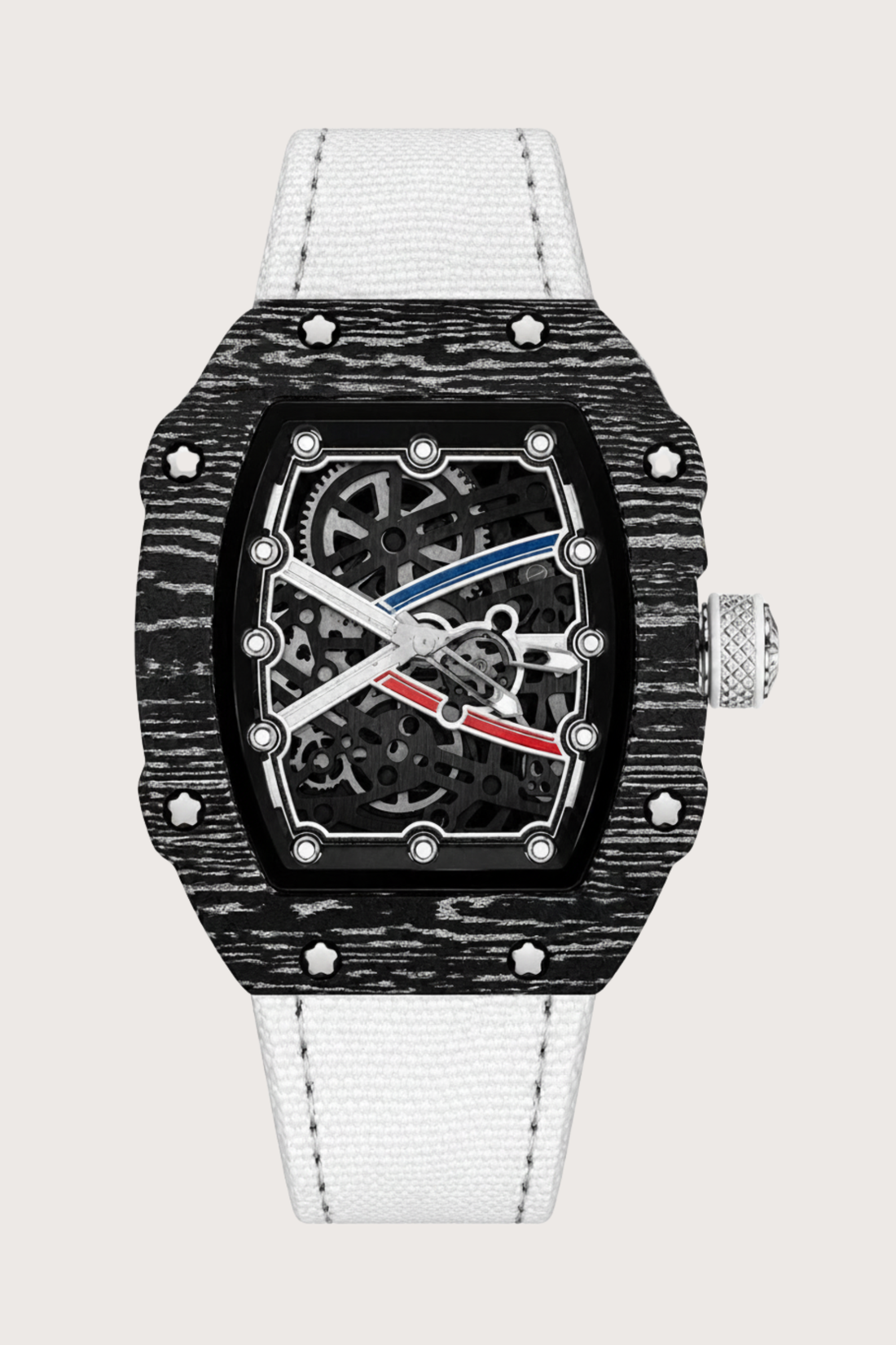 Zivanche White Black Titanium Skeleton Precision Timepiece Watch (44219690)
