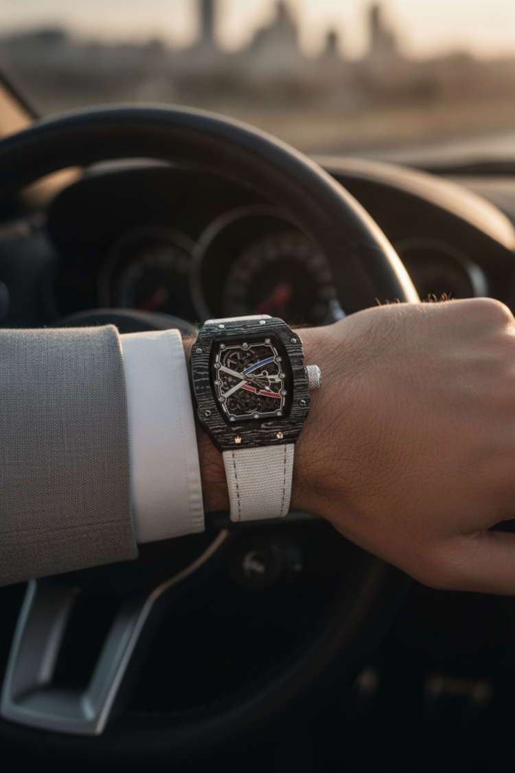 Zivanche White Black Titanium Skeleton Precision Timepiece Watch (44219690)