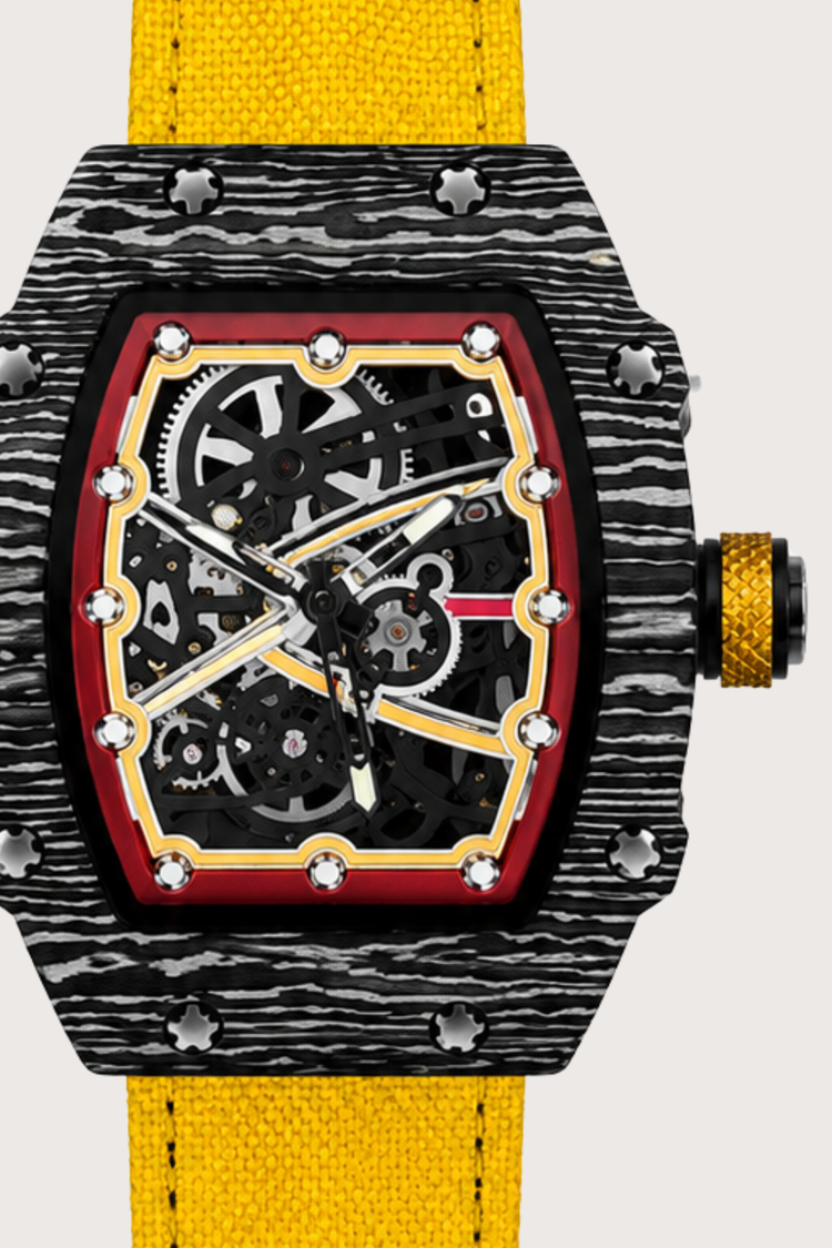 Zivanche Yellow & Black Titanium Skeleton Timepiece Watch (44219684)