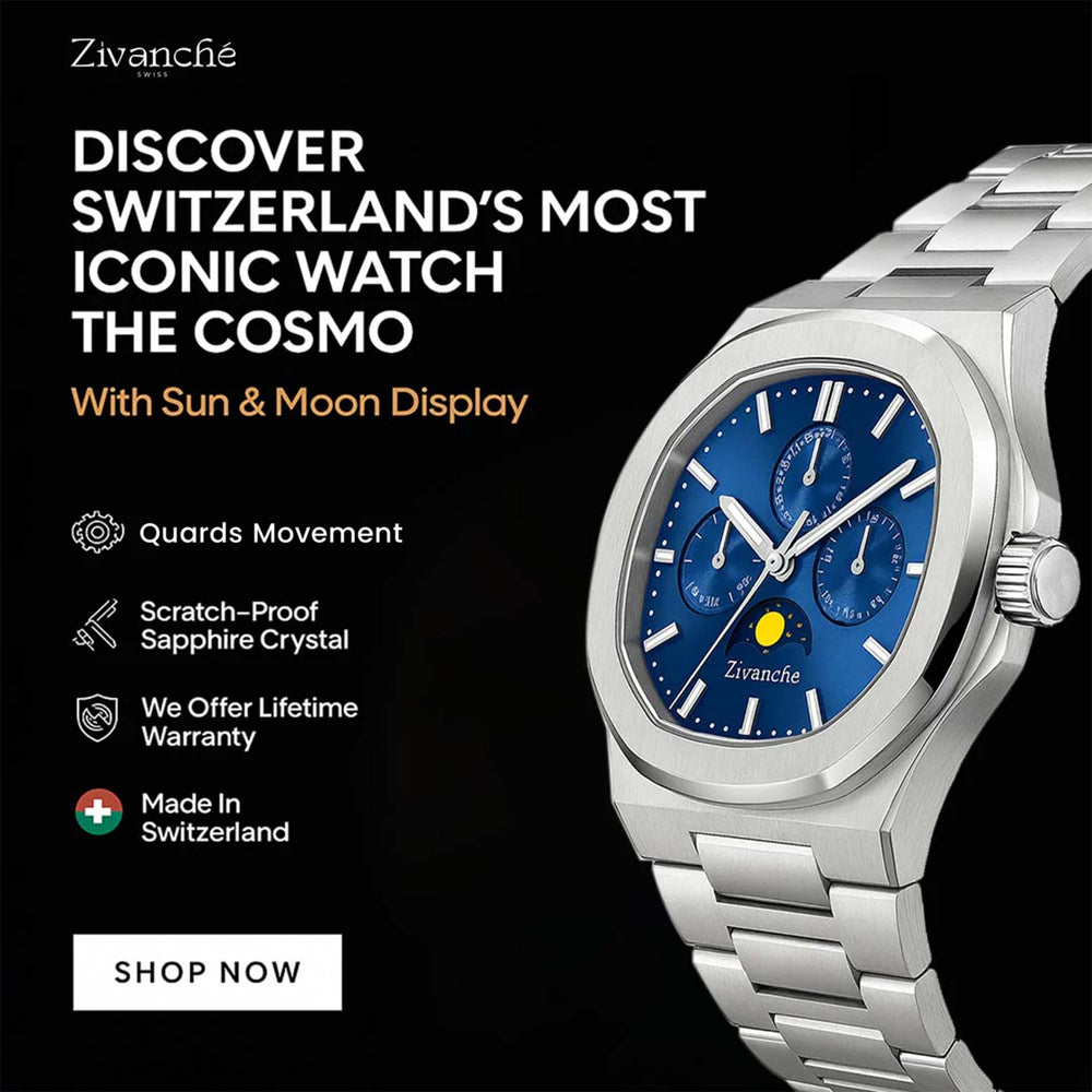 Cosmo | Silver Blue Sun & Moon Face Watch - (39936951)
