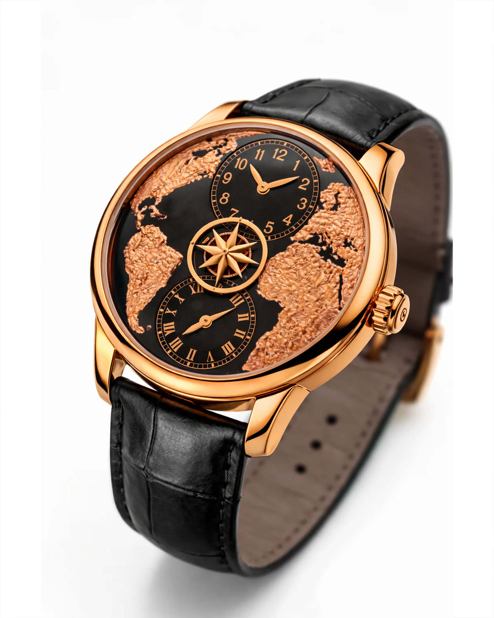 Empire of Time | Black Rose Gold World Automatic Watch - (40342607)