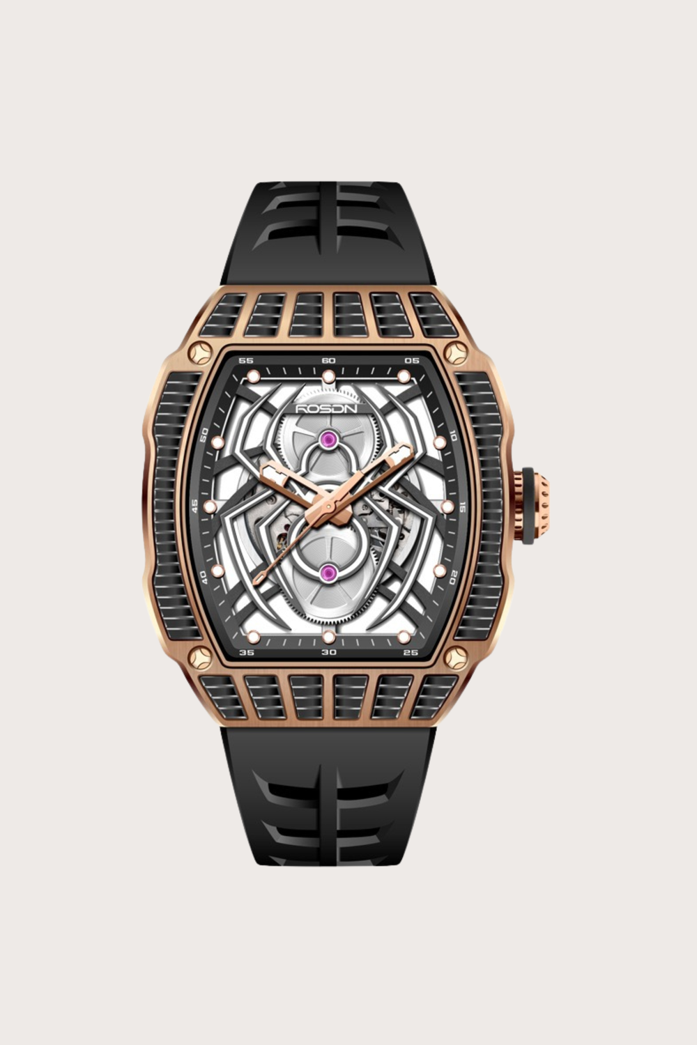 Rosdn 27096 Series Spider Black & Rose Gold Automatic Mechanical Watch