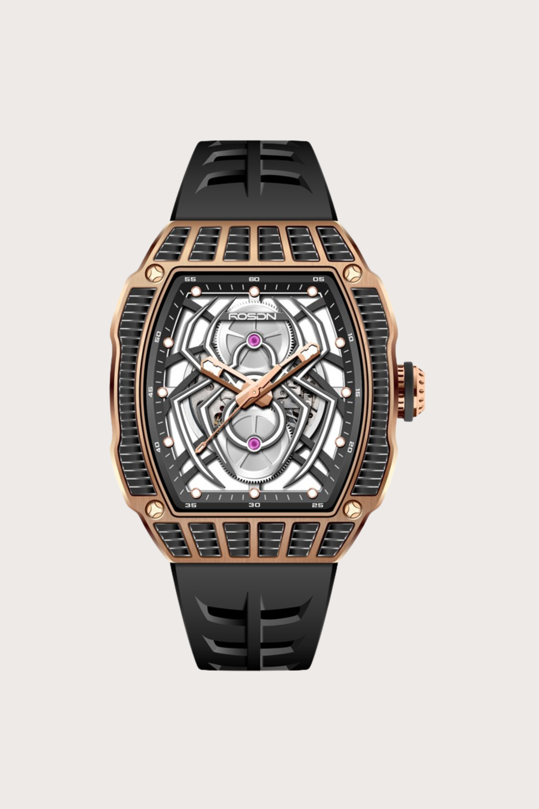 Rosdn 27096 Series Spider Black & Rose Gold Automatic Mechanical Watch