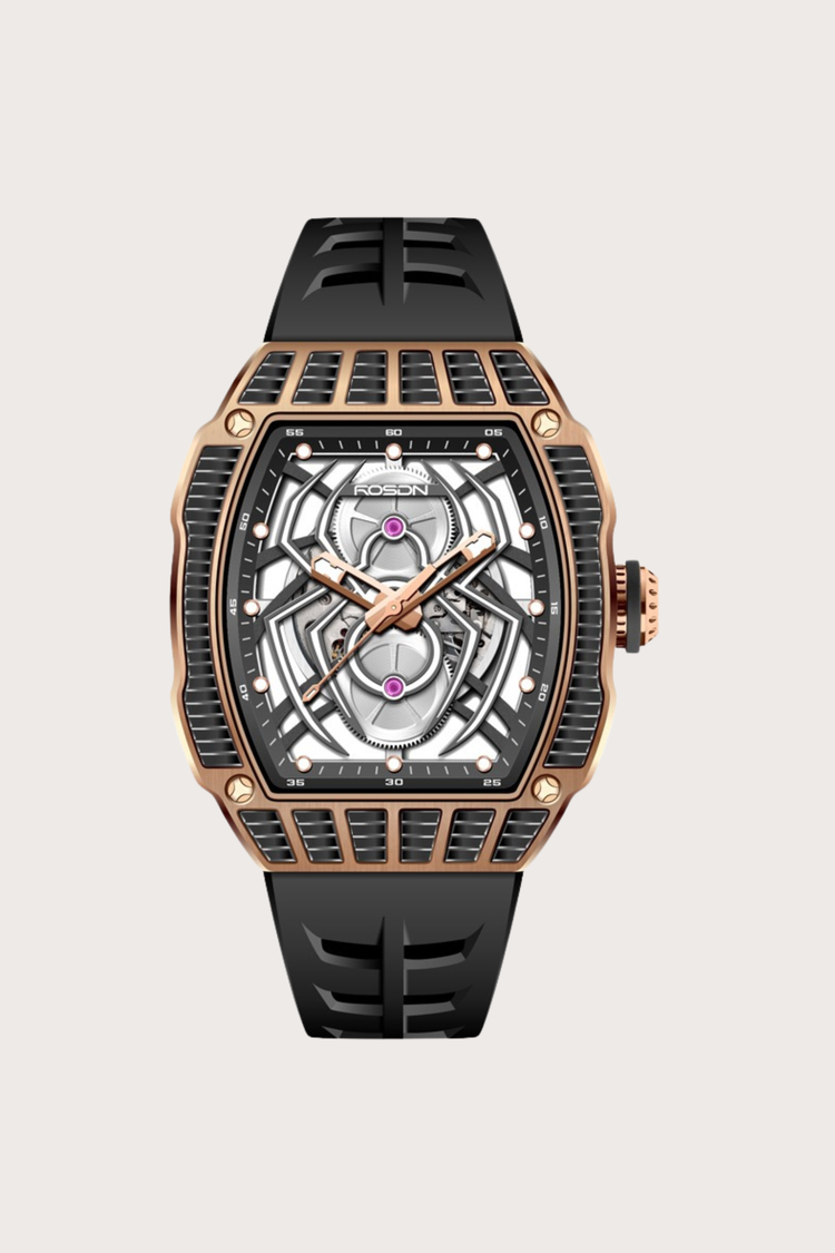 Rosdn 27096 Series Spider Black & Rose Gold Automatic Mechanical Watch