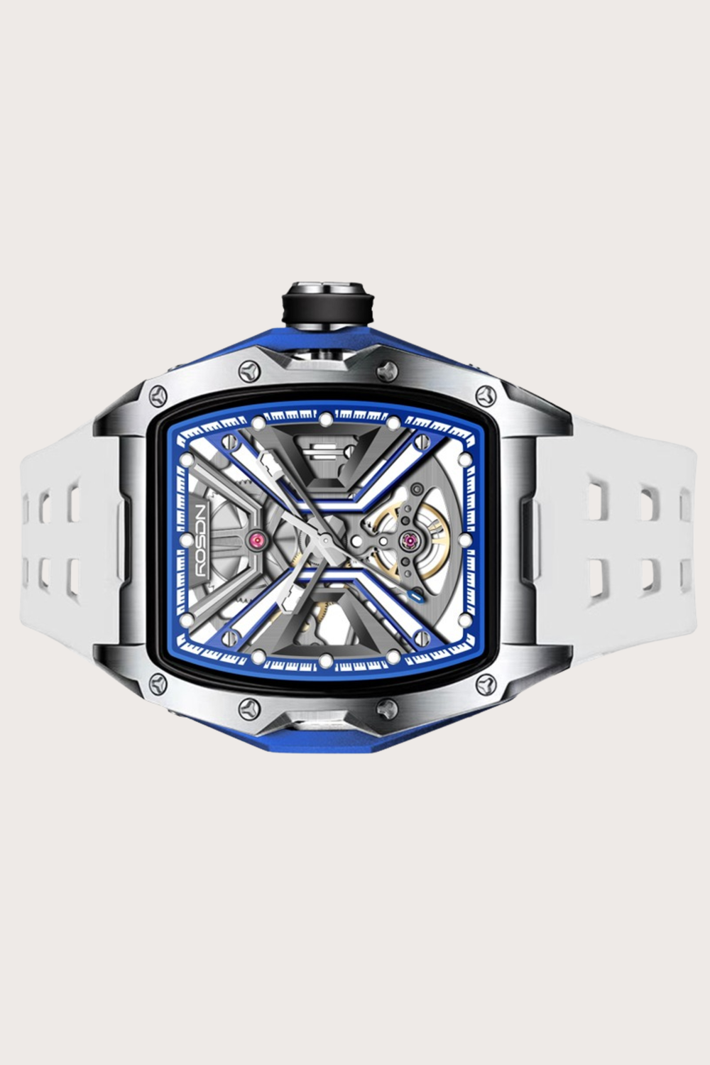 Luxury Blue G2710 Series High Quality Barrel Shape Silicone Band Automatic Mechanical ROSDN Watch - (41070731)