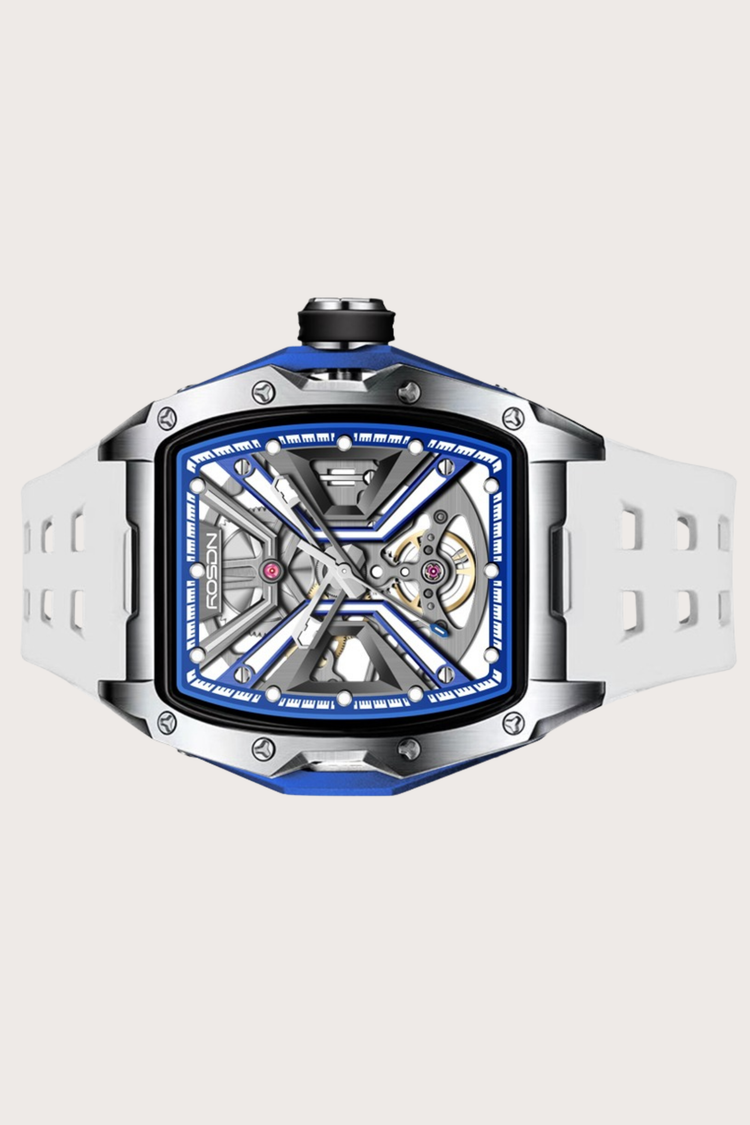 Luxury Blue G2710 Series High Quality Barrel Shape Silicone Band Automatic Mechanical ROSDN Watch - (41070731)