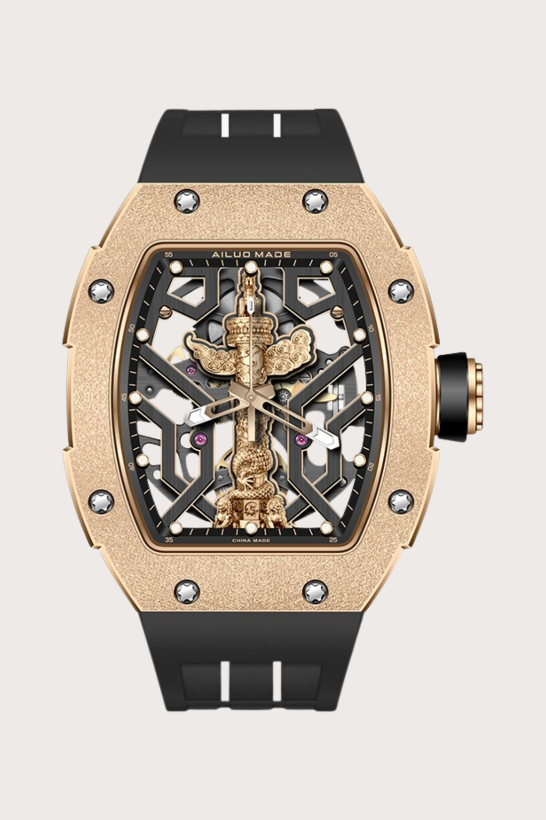 Ailuo Made 6629 Series Frosted Gold Craft Luminous Automatic Golden Mechanical Men's Watch