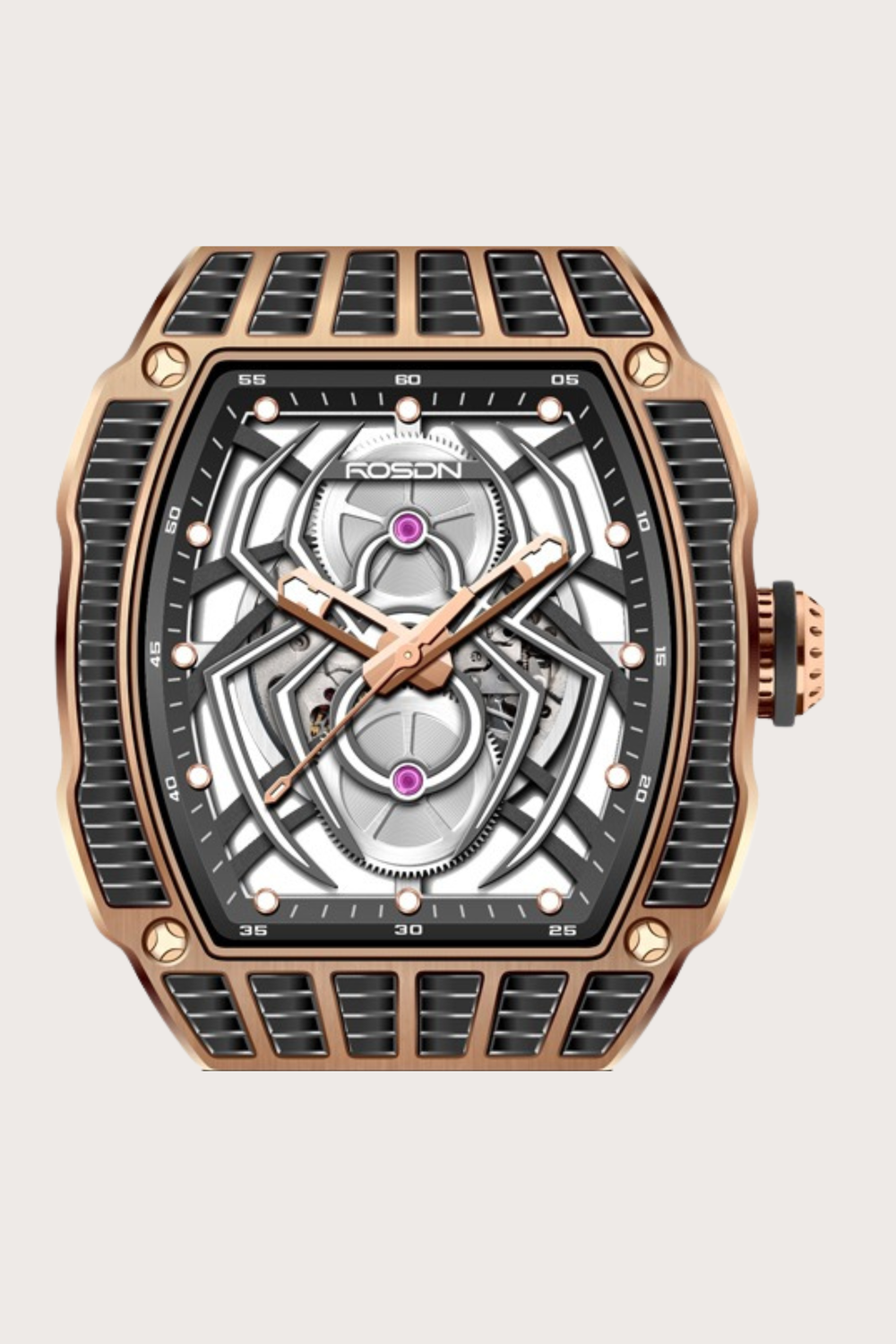 Rosdn 27096 Series Spider Black & Rose Gold Automatic Mechanical Watch