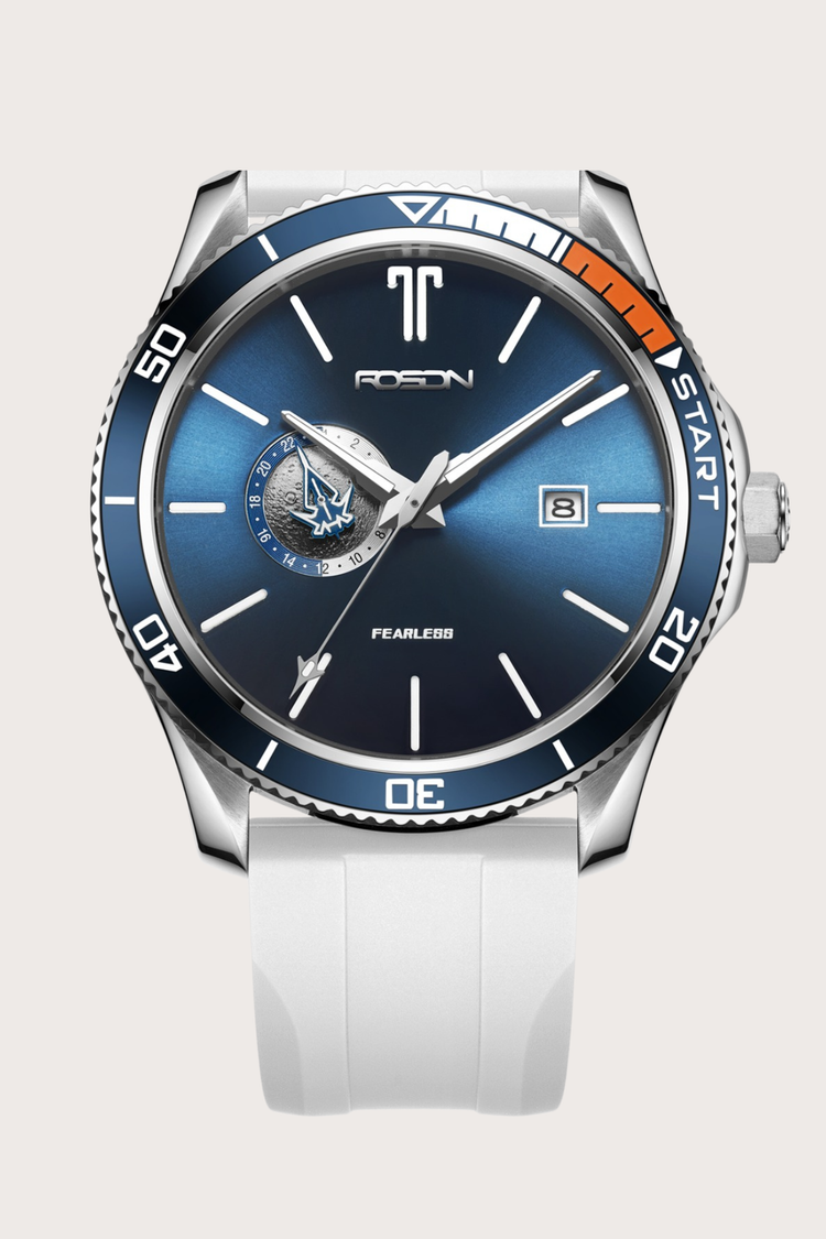 Zivanche Swiss | Rosdn G2221 White and Blue Automatic Mechanical Watch