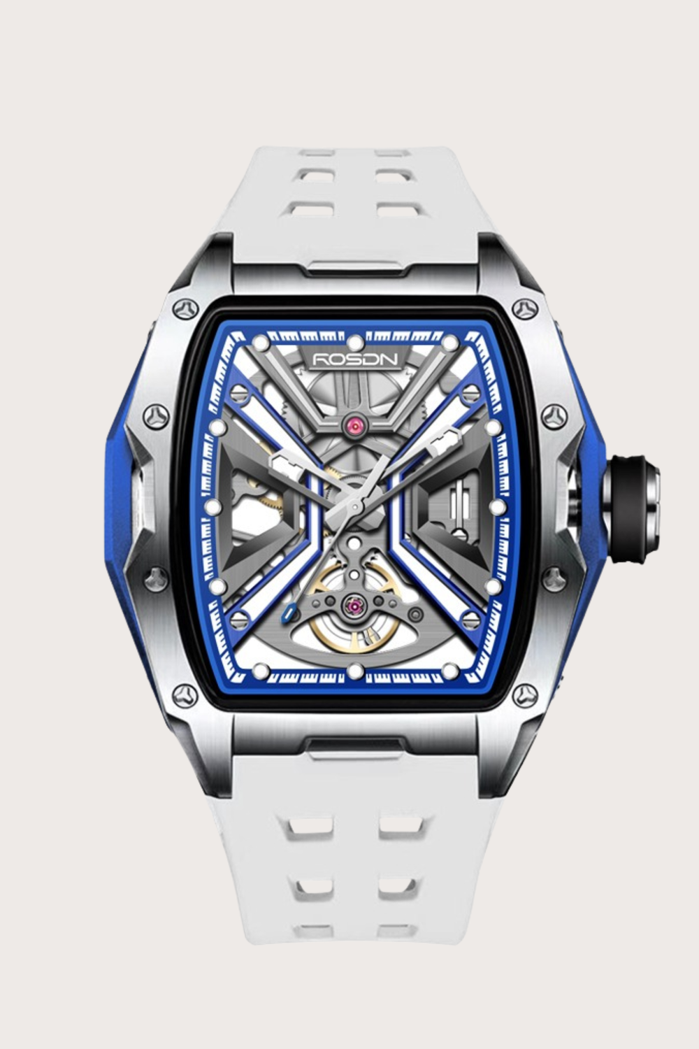 Luxury Blue G2710 Series High Quality Barrel Shape Silicone Band Automatic Mechanical ROSDN Watch - (41070731)