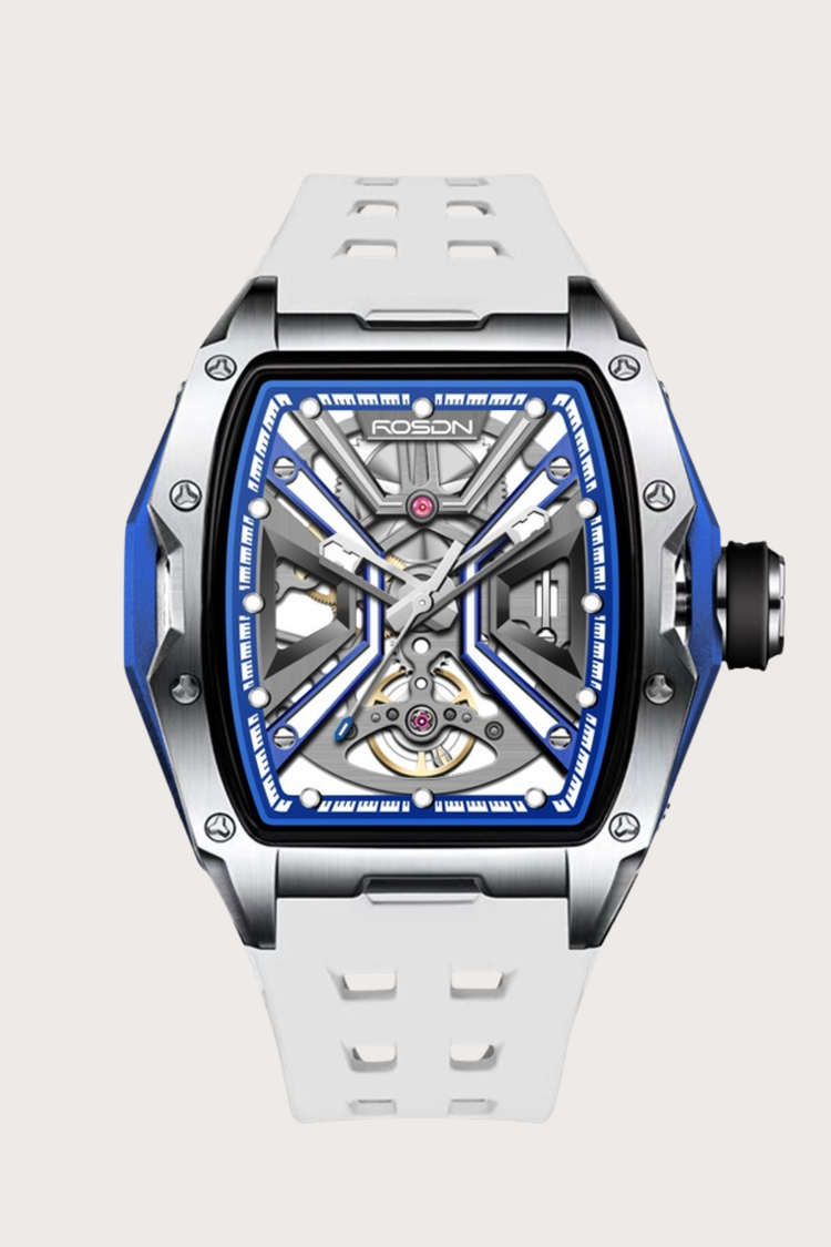 Luxury Blue G2710 Series High Quality Barrel Shape Silicone Band Automatic Mechanical ROSDN Watch - (41070731)