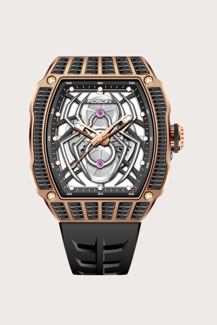 Rosdn 27096 Series Spider Black & Rose Gold Automatic Mechanical Watch