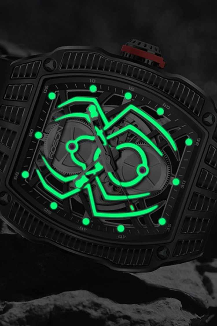 Rosdn 27096 Series Spider Black Automatic Mechanical Watch