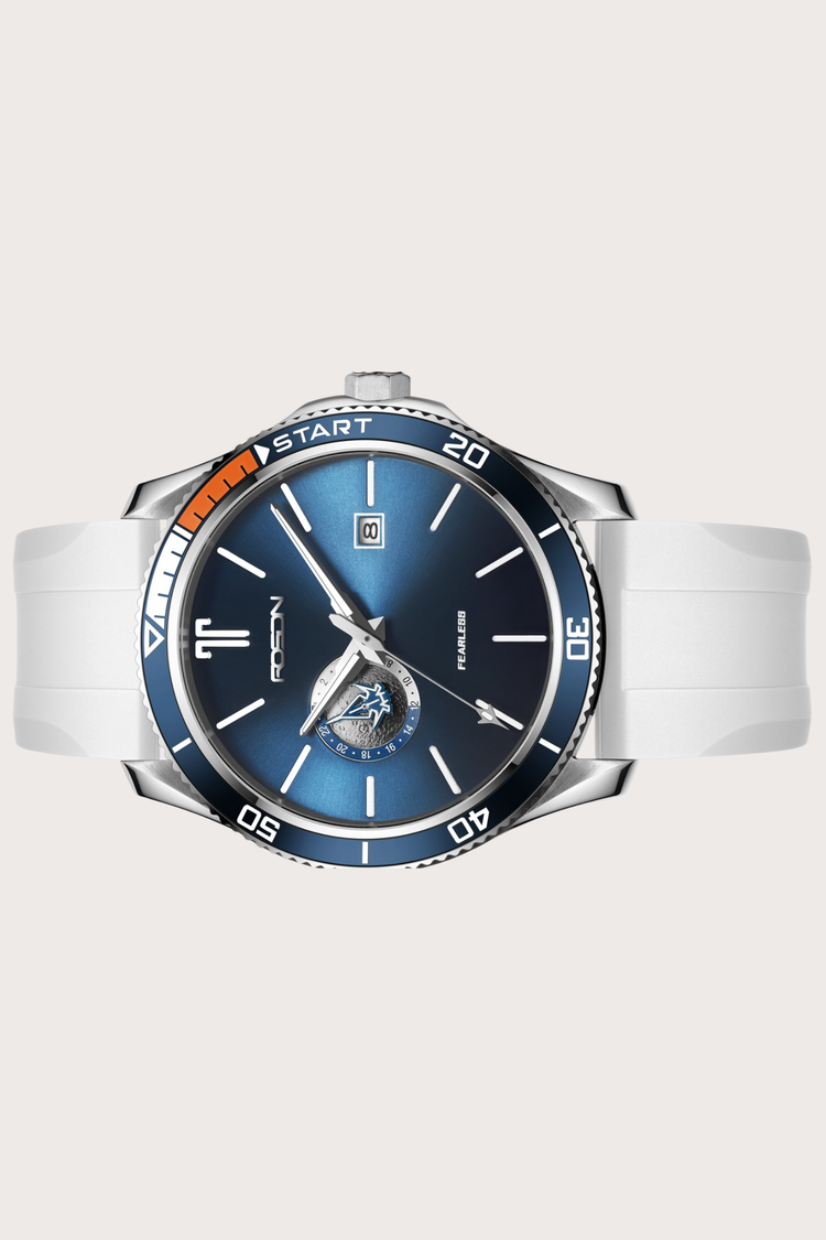 Zivanche Swiss | Rosdn G2221 White and Blue Automatic Mechanical Watch