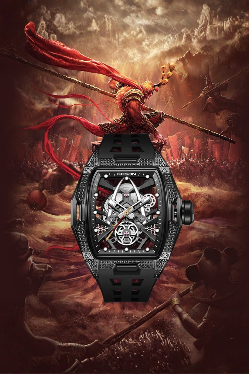 Warrior G2712 Black Mechanical Automatic Watches ROSDN Watch
