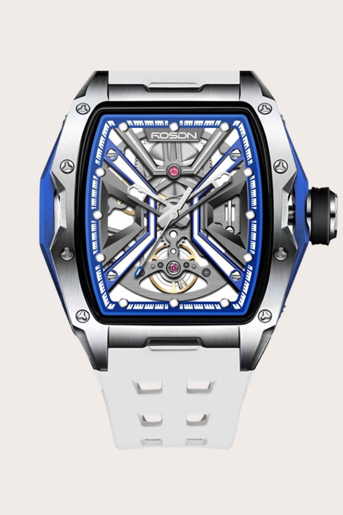 Luxury Blue G2710 Series High Quality Barrel Shape Silicone Band Automatic Mechanical ROSDN Watch - (41070731)