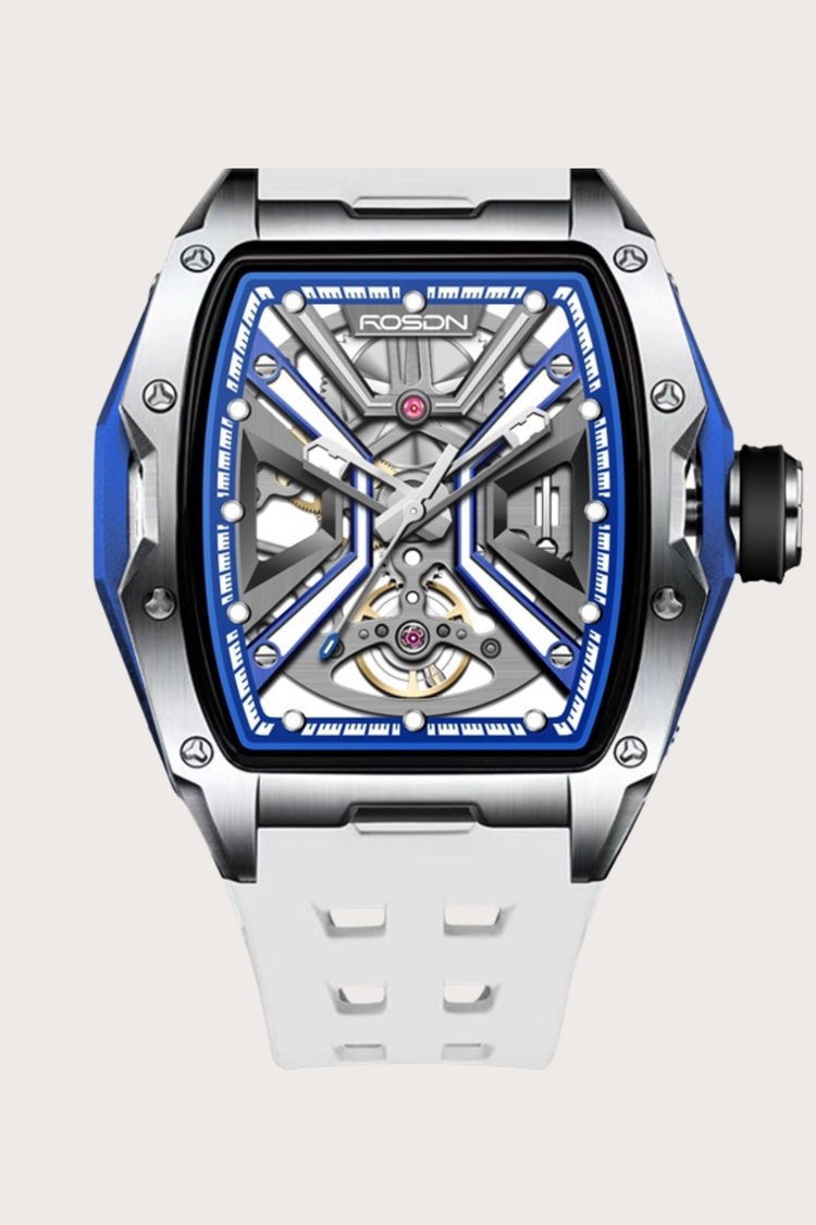 Luxury Blue G2710 Series High Quality Barrel Shape Silicone Band Automatic Mechanical ROSDN Watch - (41070731)