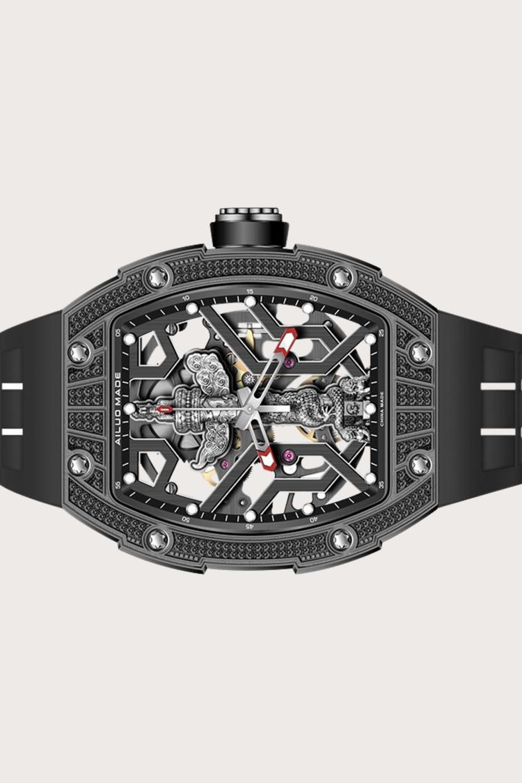 Ailuo Made 6629 Series Frosted Luminous Automatic Fully Black Mechanical Men's Watch