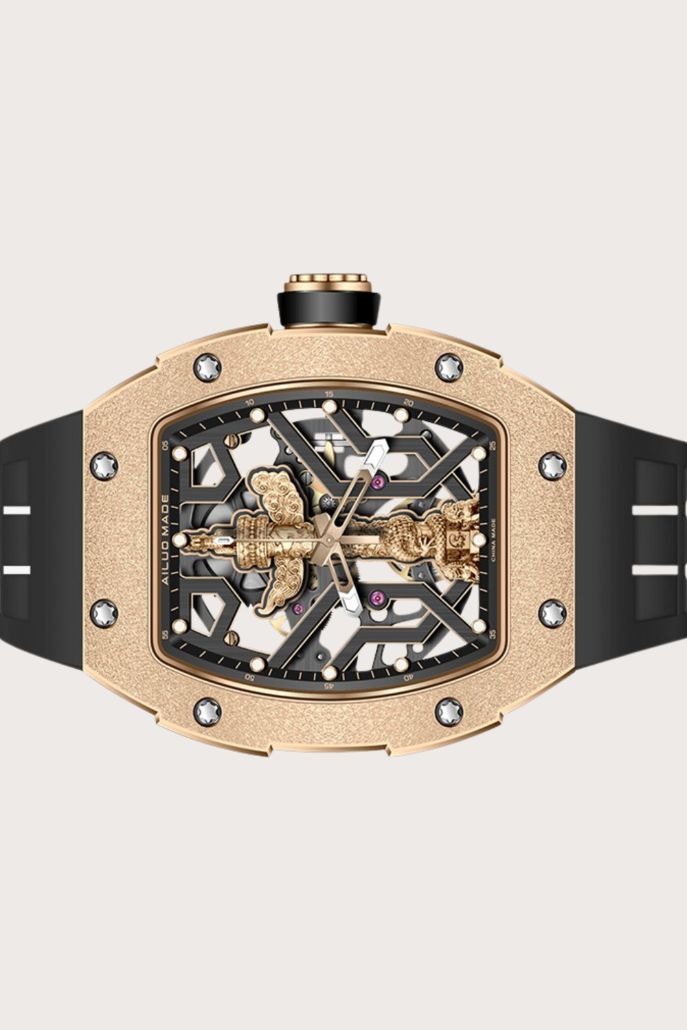 Ailuo Made 6629 Series Frosted Gold Craft Luminous Automatic Golden Mechanical Men's Watch
