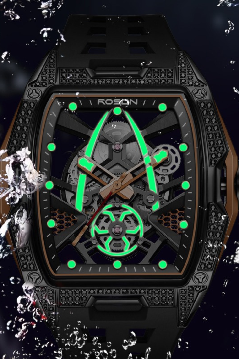 Warrior G2712 Black Mechanical Automatic Watches ROSDN Watch